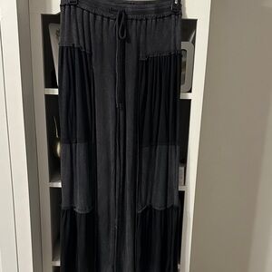 Black and Gray wide legged slacks